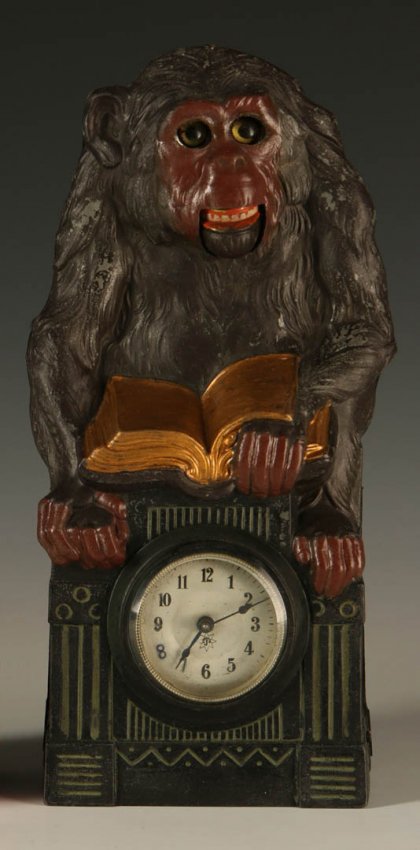 A JUNGHANS C. 1920S FIGURAL MONKEY AUTOMATON CLOCK