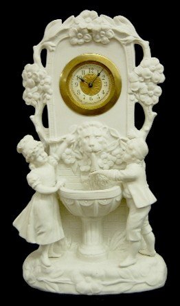 DEP Antique Bisque Children Fountain Clock
