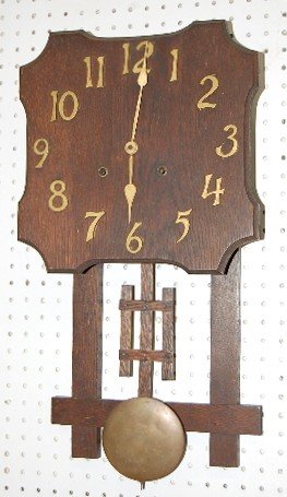 Antique Mission Oak Wall Hanging Clock