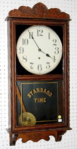 Antique Carved Oak Store Regulator Clock