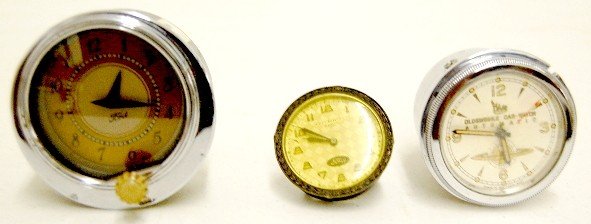 3 Car Clocks, Ford & Swiss Oldsmobile