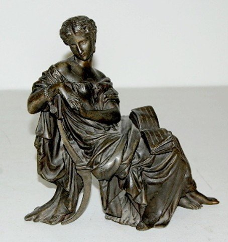 Seated Lady Metal Clock Statue