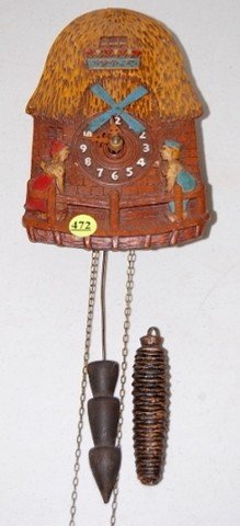 Dutch Man & Woman Windmill Pendulette Clock