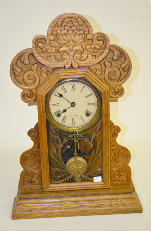 Antique Seth Thomas Pressed Oak Kitchen Clock