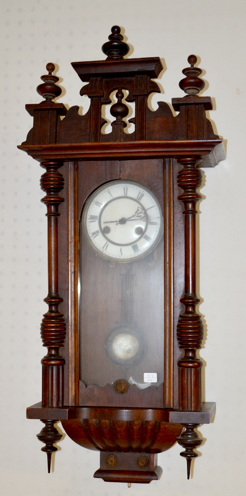 Antique Carved Walnut RA Wall Clock w/RA Pendulum