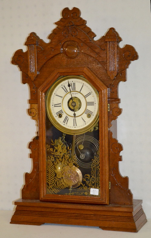 Antique Gilbert Oak Kitchen Clock