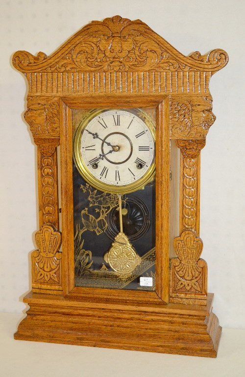 Antique Gilbert Oak Kitchen Clock
