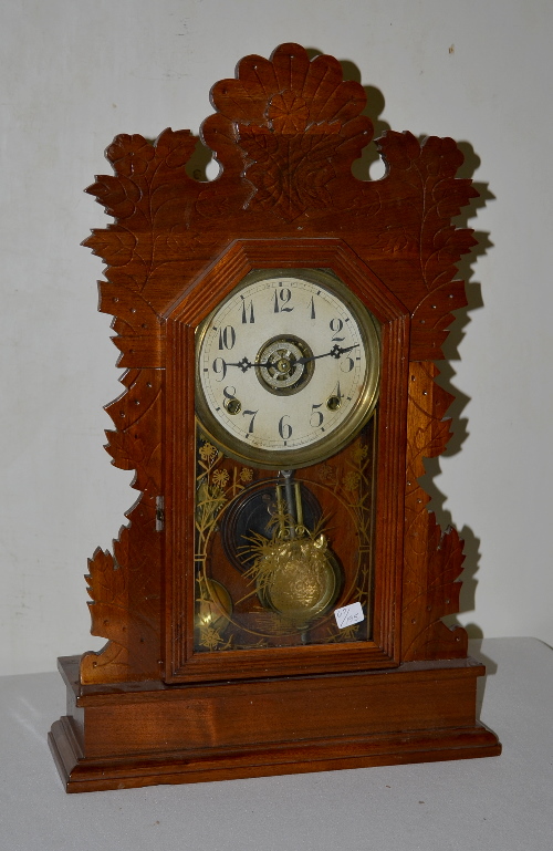 Antique Gilbert Oak Kitchen Clock