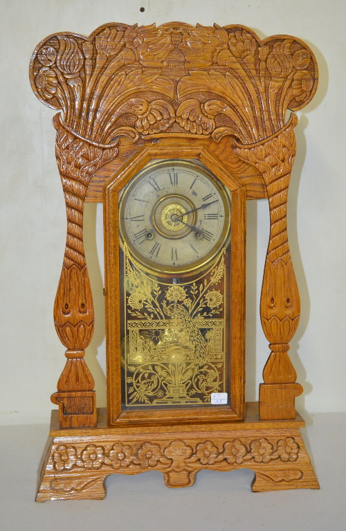 Antique New Haven Oak Kitchen Clock