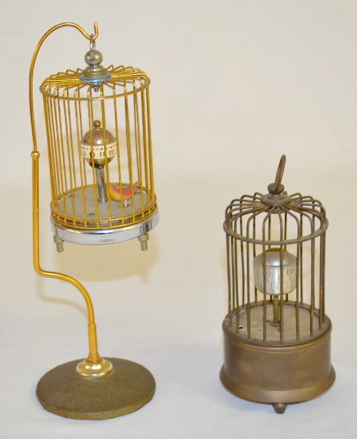 2 Antique Bird Cage Clocks, German and Japanese