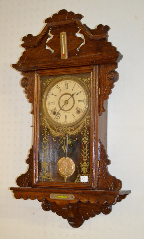 Antique Seth Thomas Oak Hanging Kitchen Clock