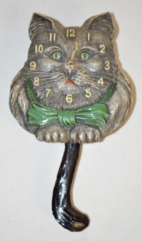 Antique Lux Clock Co. Moving Eye Cat Pendulette