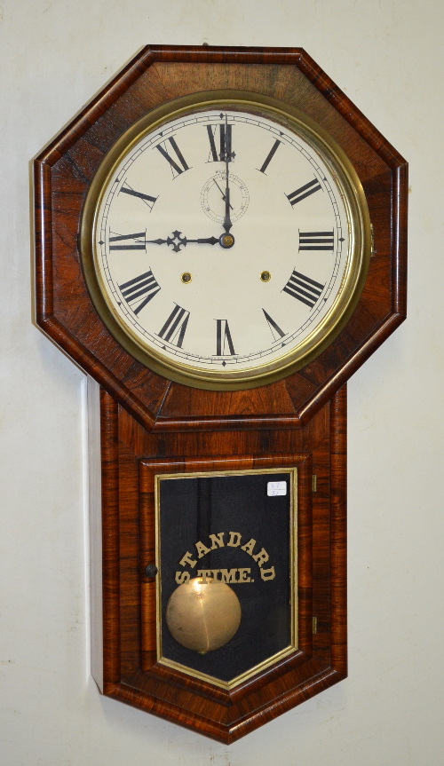 Antique Welch Rosewood Long Drop School House Clock