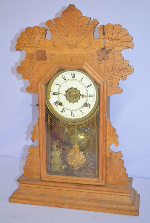 Antique Waterbury “Hebron” Oak Kitchen Clock