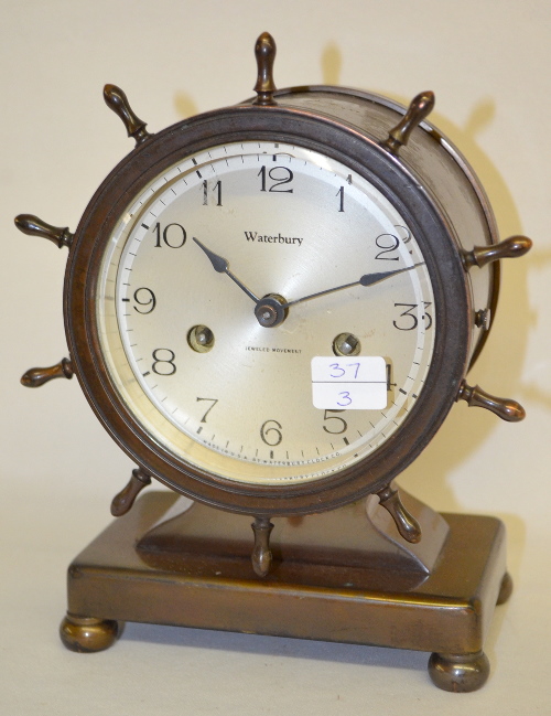 Antique Waterbury Brass Ship’s Wheel Clock