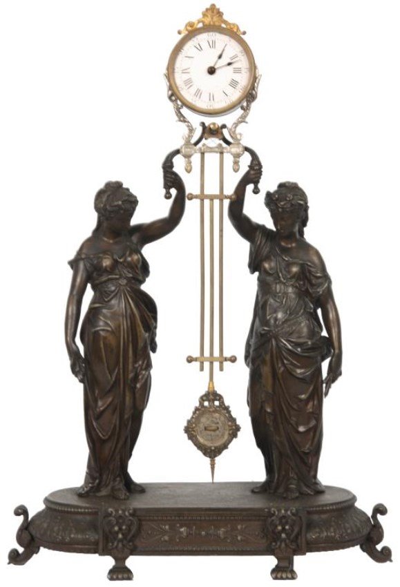 French Double Figural Swinger Clock