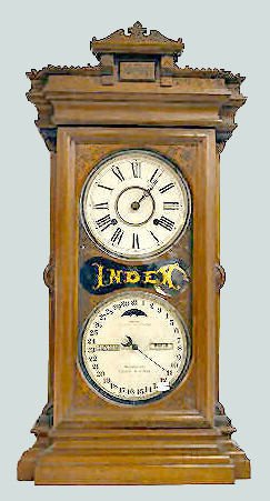 Ithaca Walnut “Index” Calendar Clock