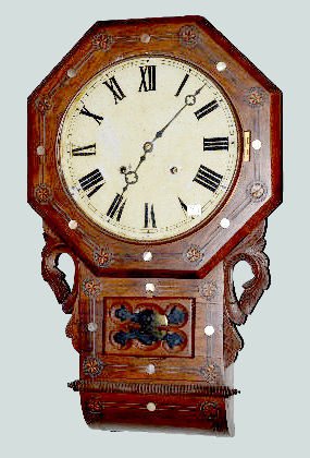 Anglo-American Inlay Scroll Drop Clock