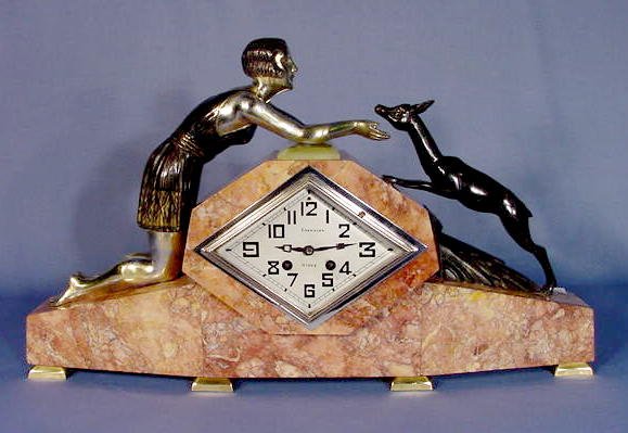 F. Marti French Art Deco Figural Clock