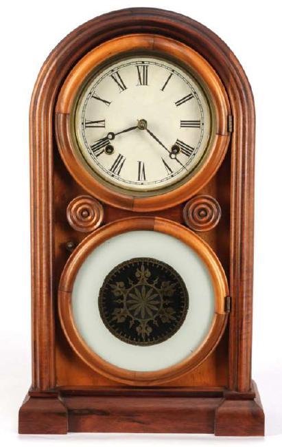 AN INGRAHAM IONIC FORM SHELF CLOCK