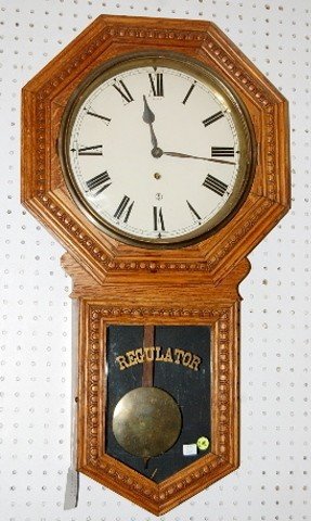 Gilbert Consort Oak Carved Schoolhouse Clock