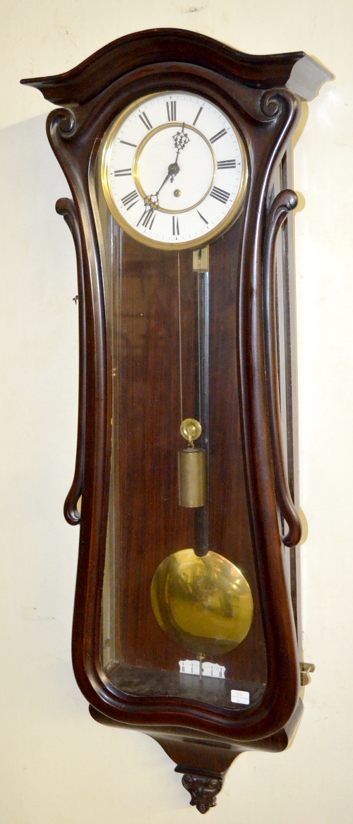 Antique Ebonized Serpentine Vienna Regulator Clock