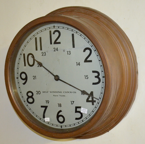 Antique Self Winding Brass Gallery Clock