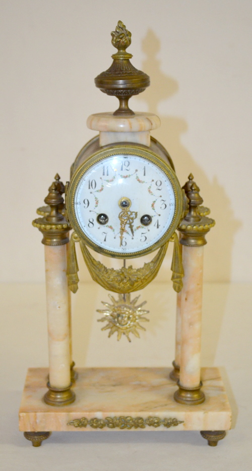 Antique French “Just” Marble Portico Clock