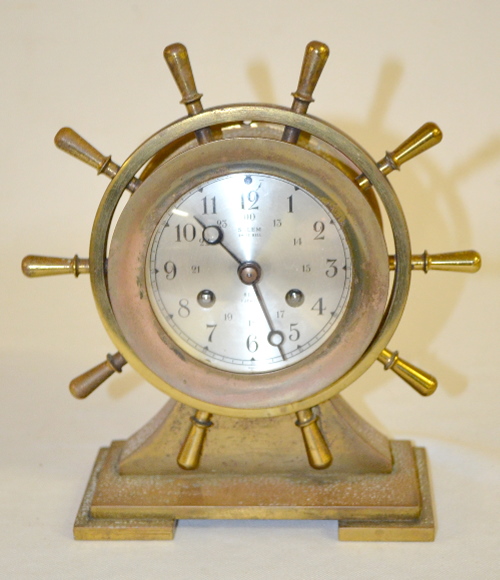 Antique Brass Salem Ship’s Bell Desk Clock