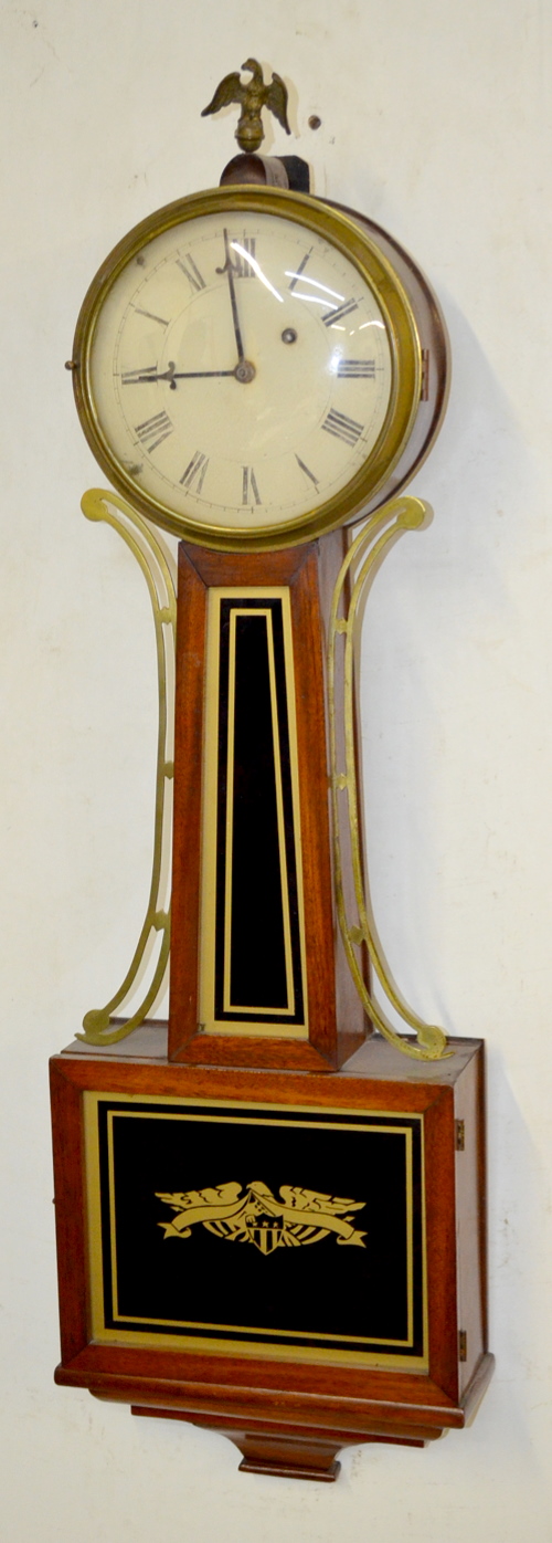 Antique American Weight Driven Banjo Clock