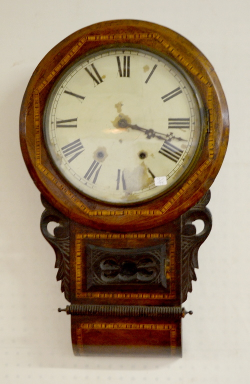 Antique Anglo American Inlaid Wall Clock