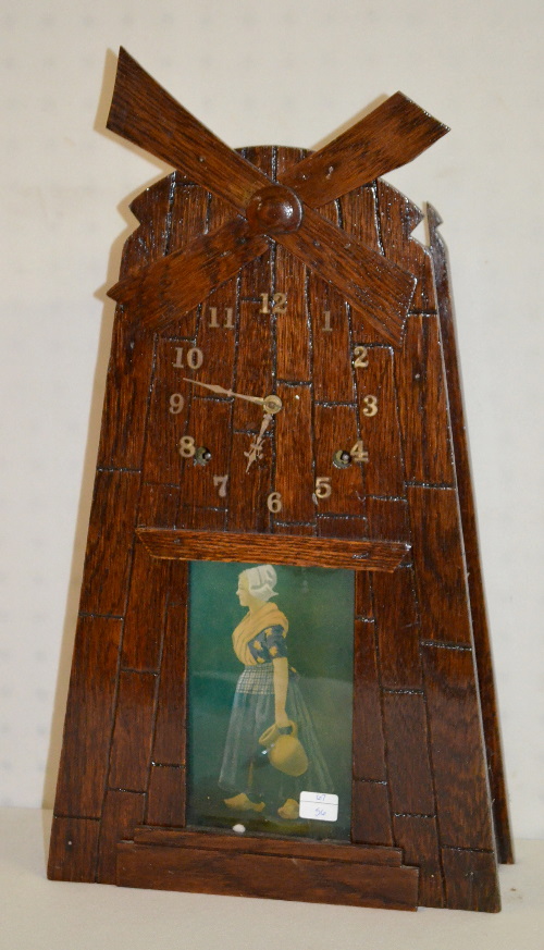 Antique Mission Oak Style Dutch Windmill Clock