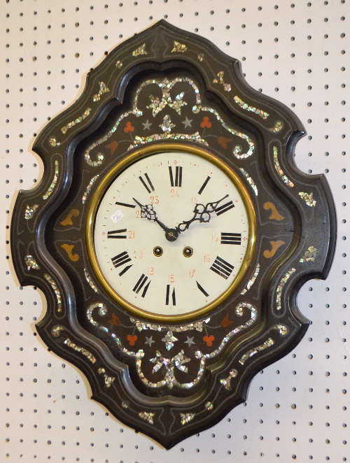 Antique French M.O.P. Inlaid Picture Frame Clock