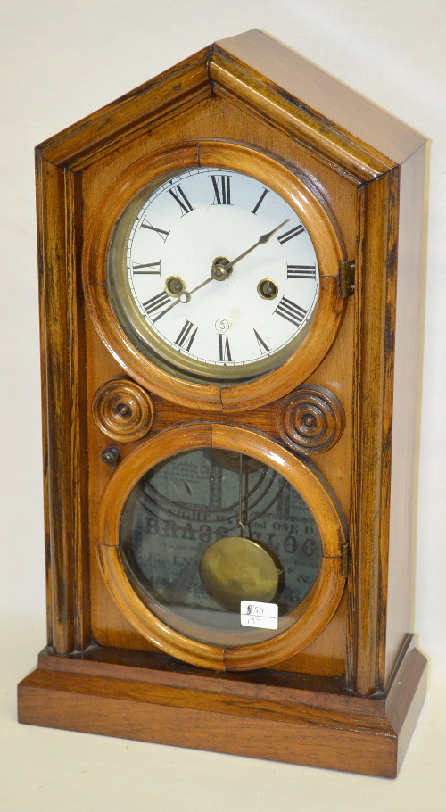 Antique Ingraham Sharp Gothic Oak Clock