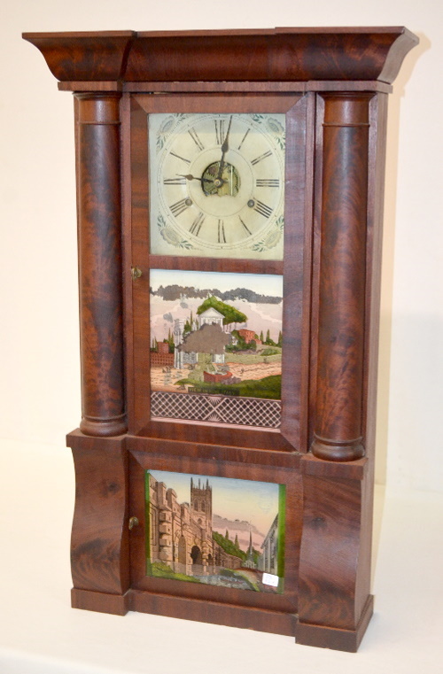 Antique Birge Peck & Co. Split Column Triple Decker Clock