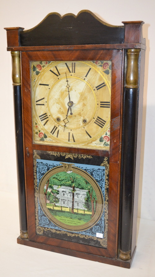 Antique M & E Blakeslee & Co. Split Column Wood Works Clock