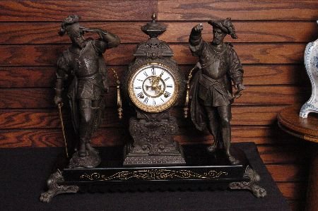 ANSONIA DOUBLE STATUE CLOCK PIZARRO AND CORTEZ