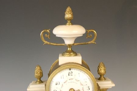 CHARPENTIER FRENCH PORTICO CLOCK WITH GARNITURE