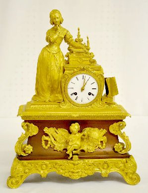 Pons 1827 Dore Bronze Clock w/Lady