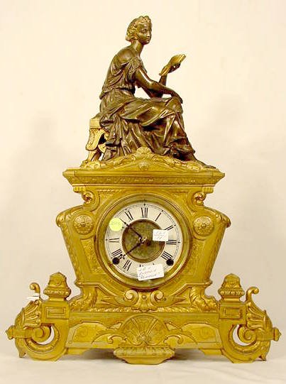 Ansonia Romance Metal Statue Clock