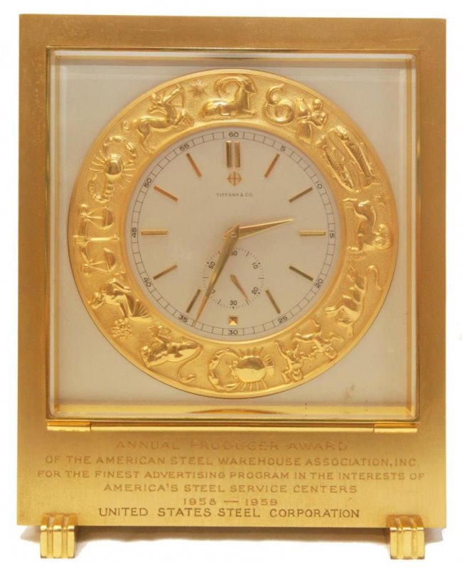 TIFFANY & CO 1950’S BRASS AWARD TABLE CLOCK