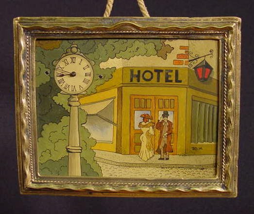 Small French Picture Frame Clock w/Painted Dial