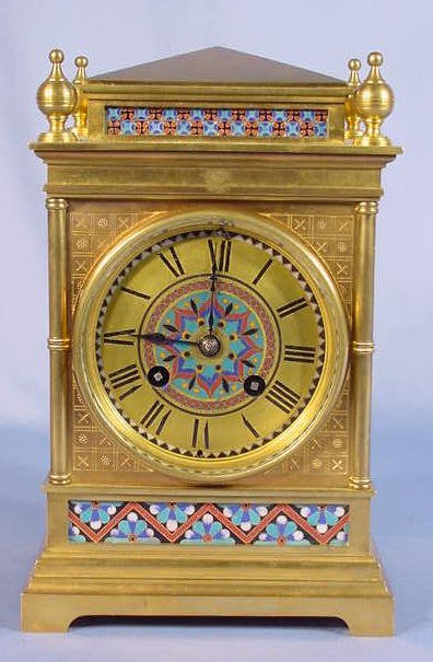 French Bronze & Champleve Shelf Clock