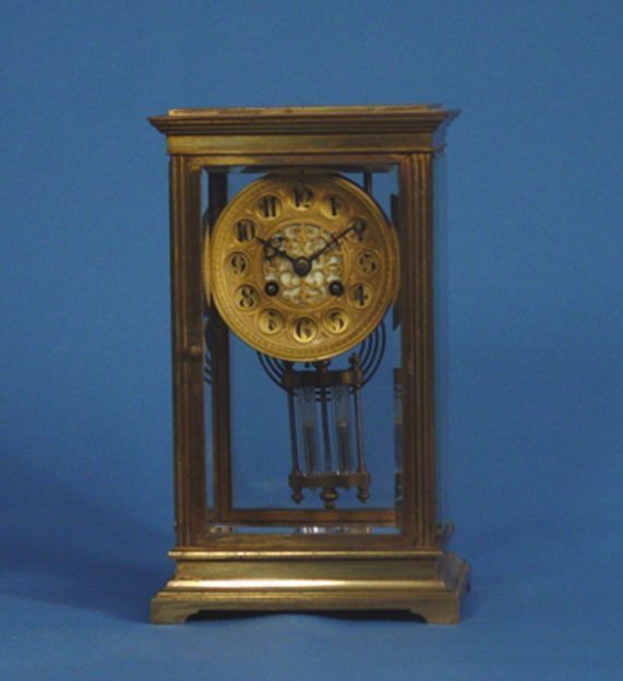 French Marti Beveled Glass Regulator Clock