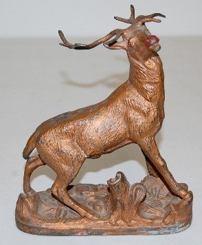 Antlered Elk Stag Metal Clock Statue