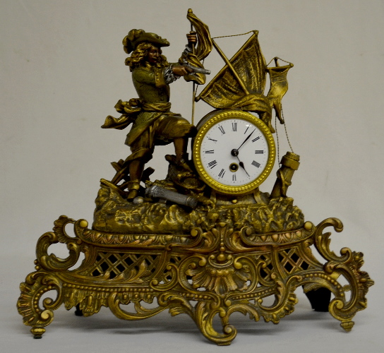 Antique French Buccaneer Statue Clock