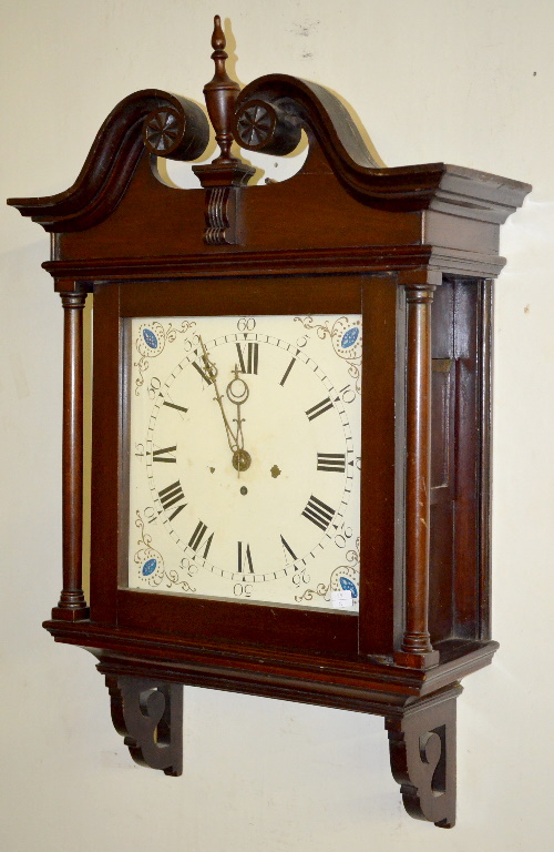 Antique English TO Fusee Mahogany Wall Clock