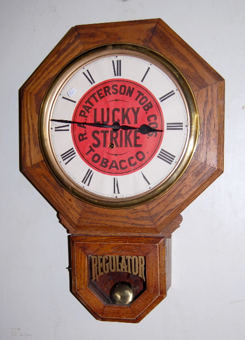 Antique Oak “Lucky Strike” Octagon Short Drop Clock