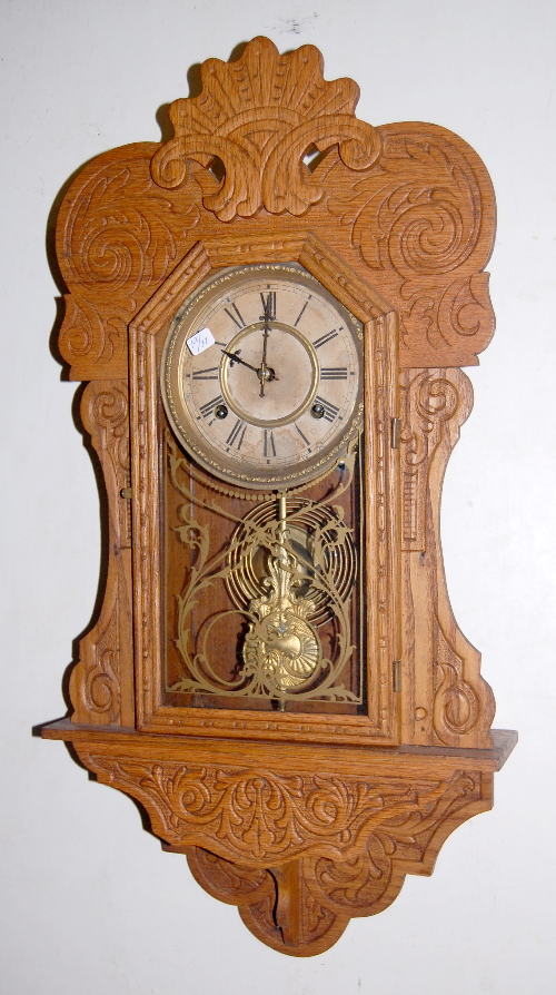 Antique Waterbury Oak Kitchen Clock