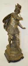 Antique Metal Warrior Clock Side Statue